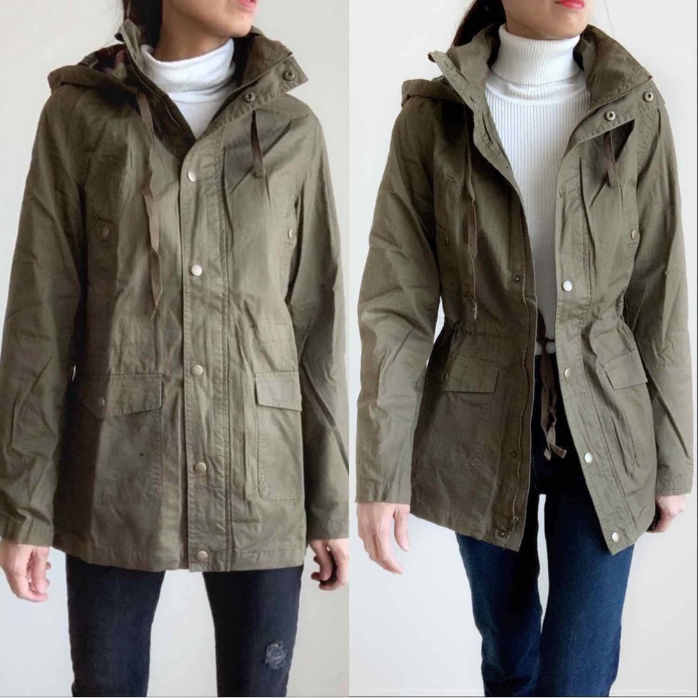 OLIVE UTILITY JACKET WITH HOODIE - Picture 2 of 8